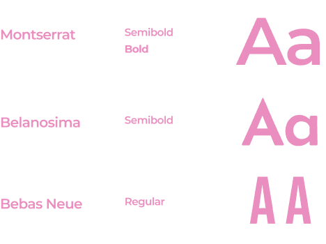 Type specimen: Montserrat Semibold and Bold, Belanosima Semibold, Bebas Neue Regular