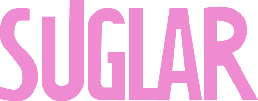 The Suglar wordmark in flat pink