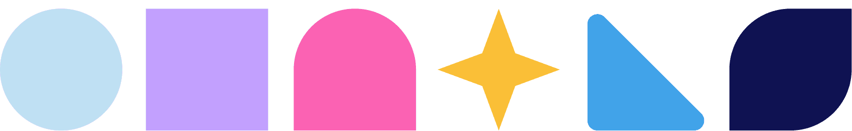 The six Taroo primitives: circle, square, arch, four-point star, right triangle, leaf