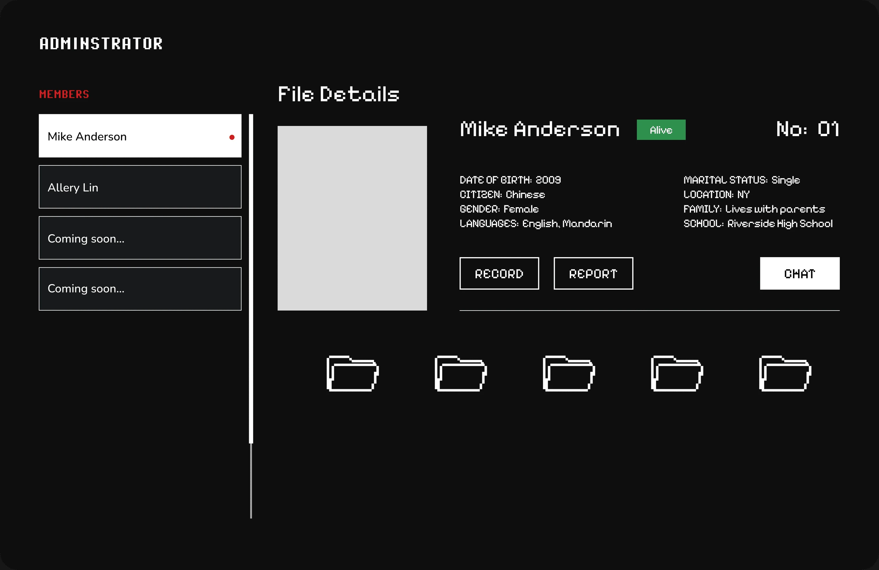 The member file screen in Figma